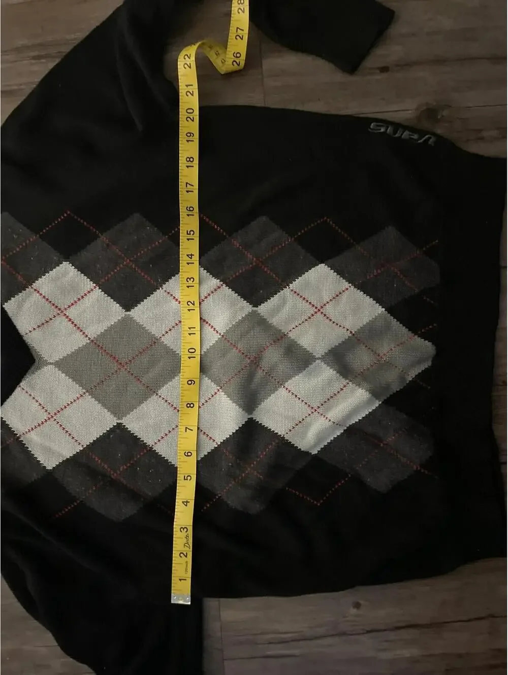 VTG Vans Y2K Argyle V-Neck Sweater Wool Blend Men's Sz M